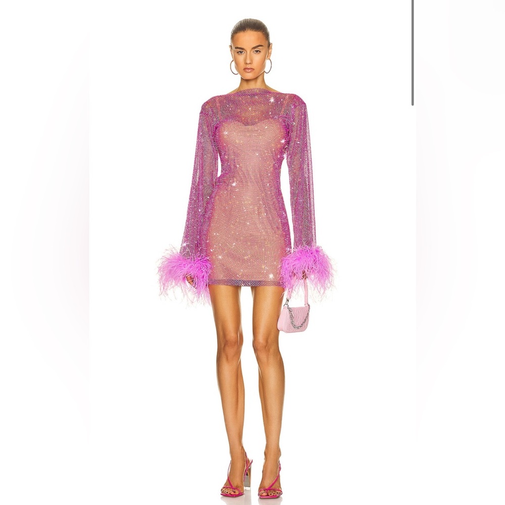 Santa Brands Feathers Mini Dress in Pink